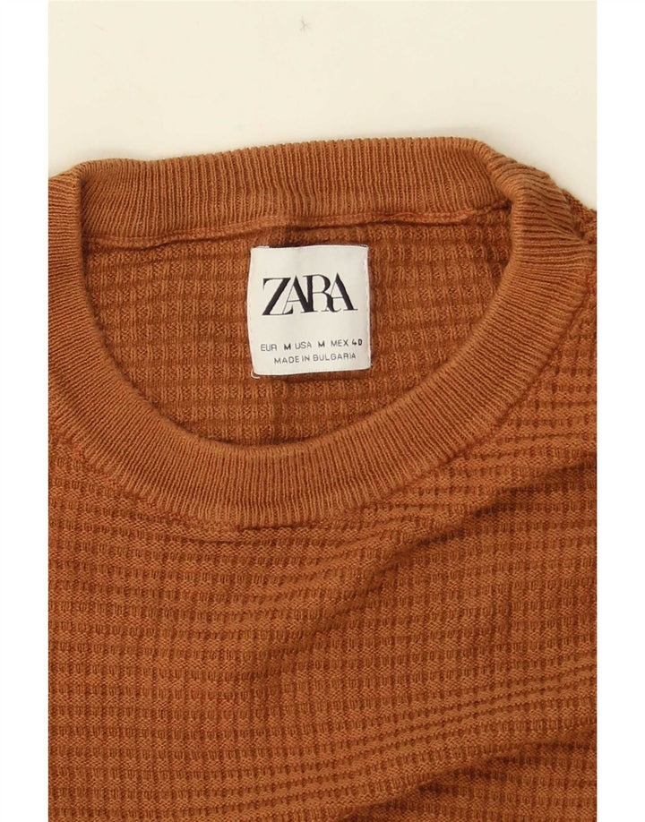 Zara Herre kortærmet trøje med rund hals, medium brun