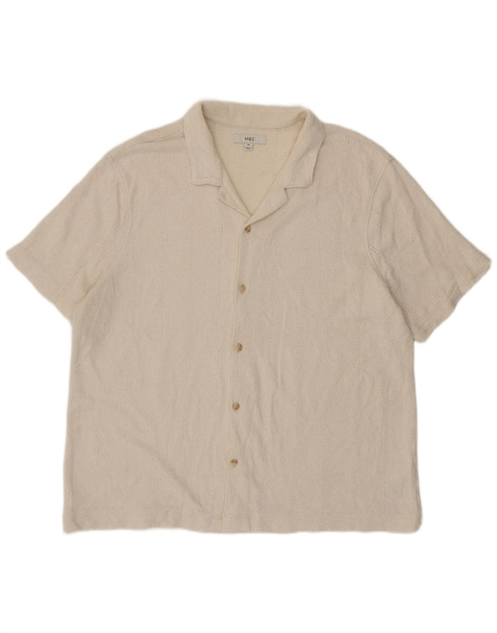 Marks & Spencer Kortærmet Herreskjorte 2XL Off White Bomuld