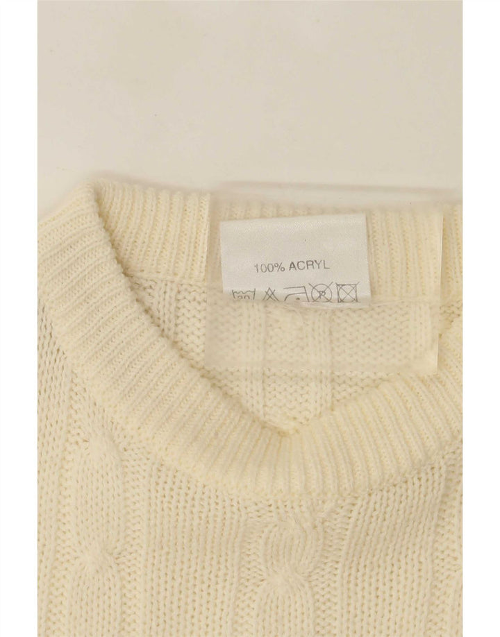 Vintage herre rund hals sweater stor off white akryl