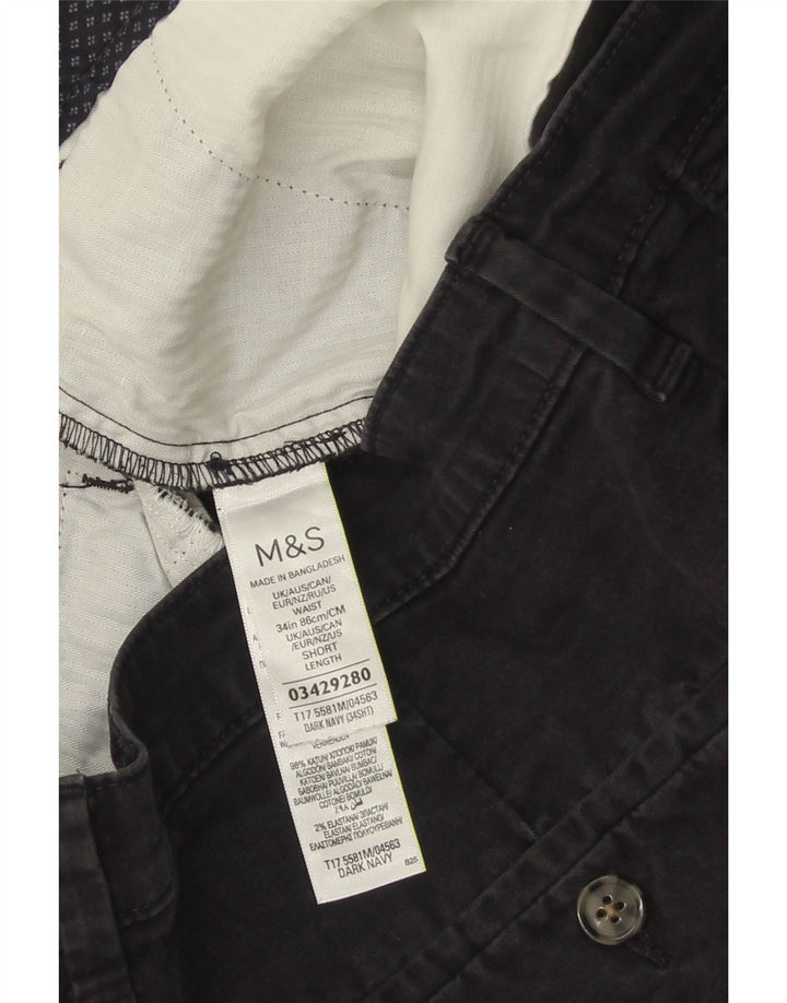 Marks & Spencer Herre Chino Shorts W34 Large Navy Blue Bomuld