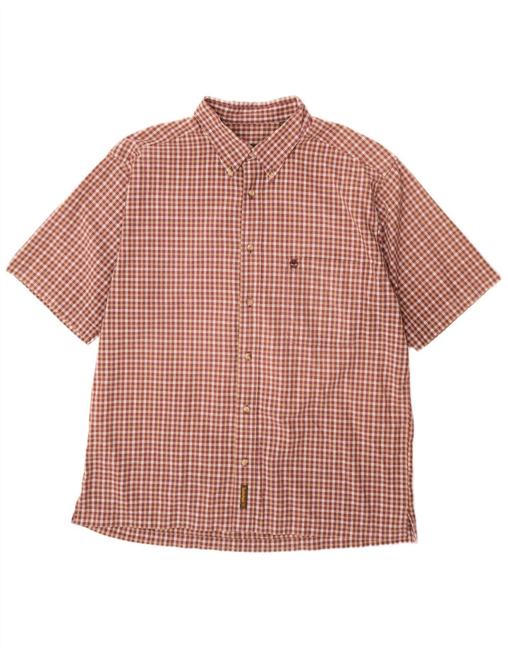 TIMBERLAND Kortærmet herreskjorte XL Bourgogne ternet bomuld