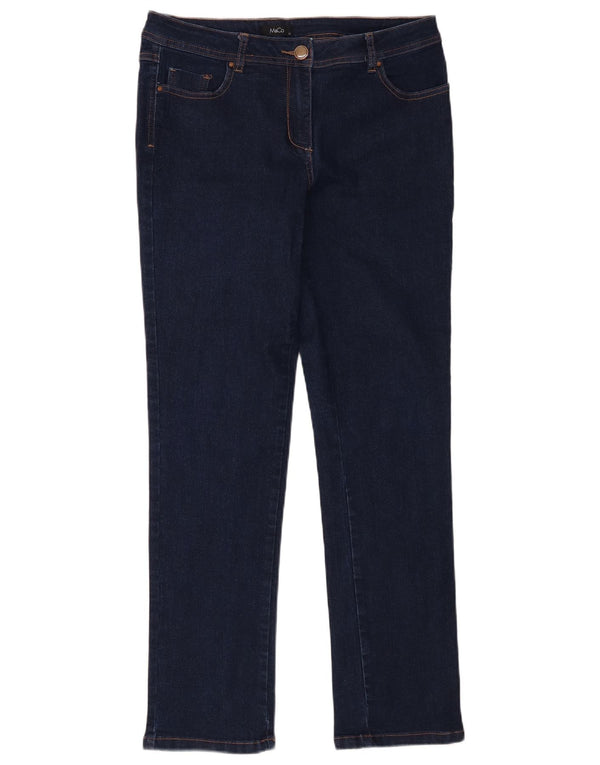 M&Co Dame Slim Jeans UK 12 Medium W32 L31 Marineblå Bomuld