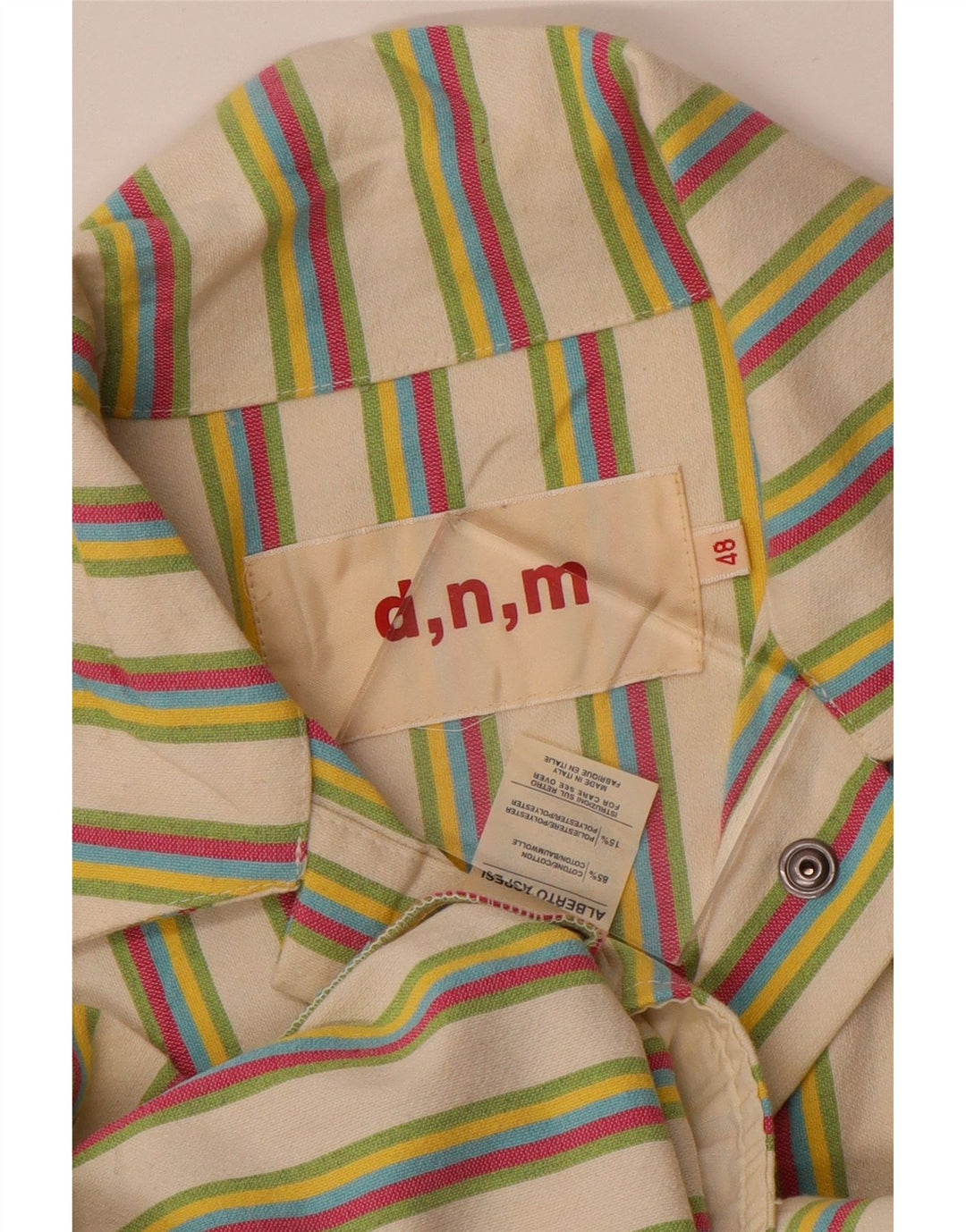 Vintage dameskjorte bluse IT 48 XL flerfarvet stribet bomuld
