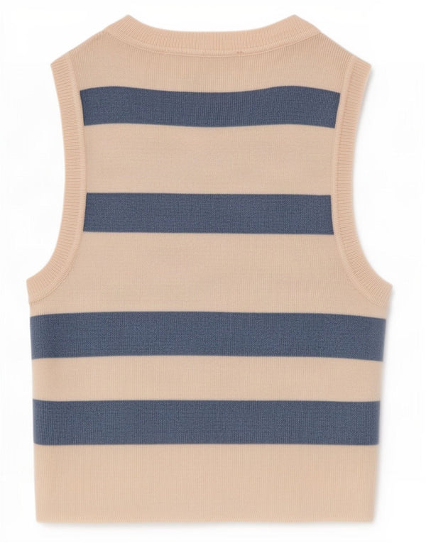 Zara Womens Crop Vest Top UK 8 Small Off White Stribet Viscose