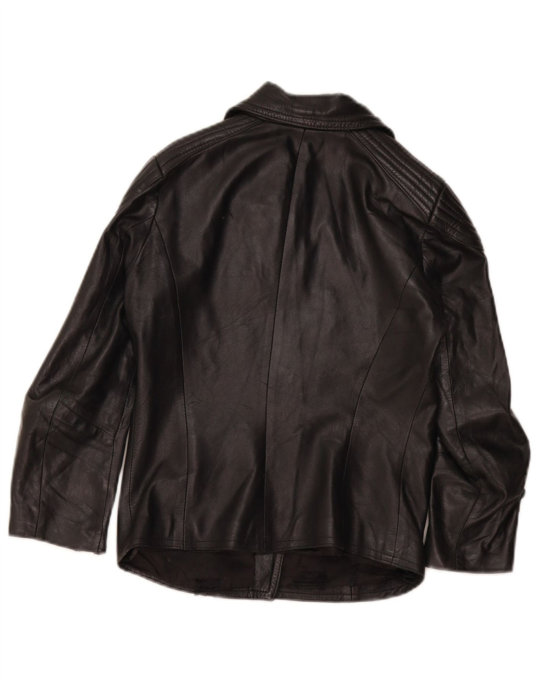 Vintage dame bikerjakke i læder UK 4 XS Sort