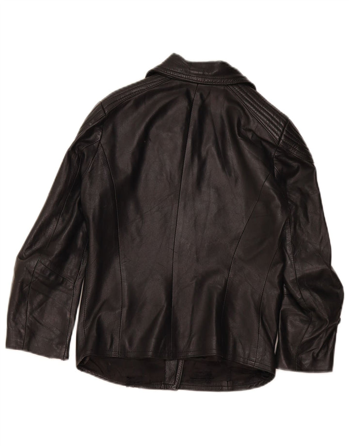 Vintage dame bikerjakke i læder UK 4 XS Sort