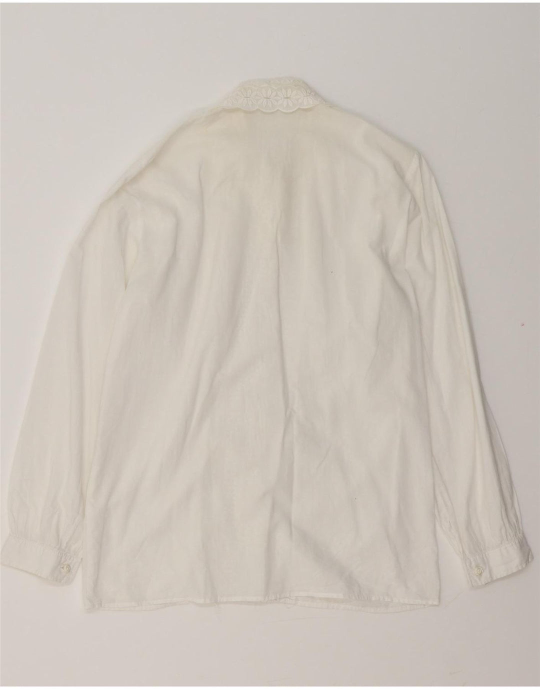 VINTAGE Womens Flæse Front Shirt Bluse UK 14 Medium White Floral