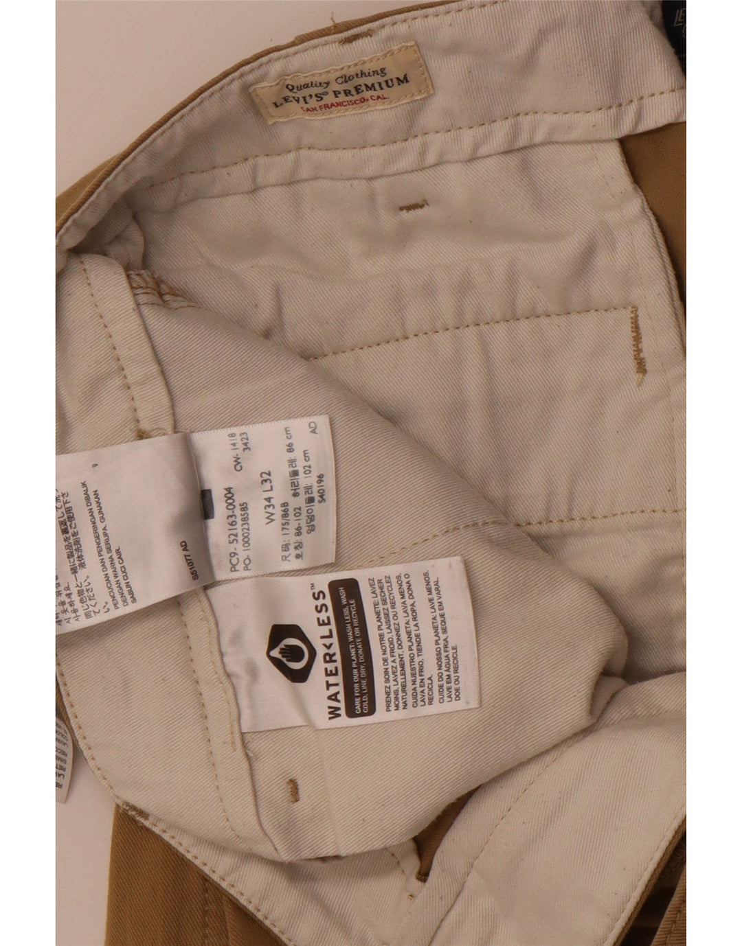Levi's Herre Slim Chino Bukser W34 L32 Beige Bomuld