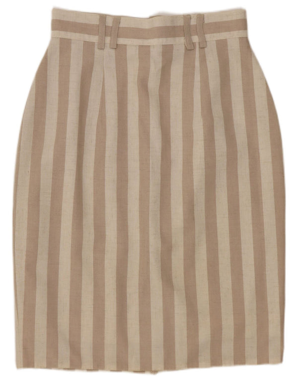 St. Bernard Womens High Waist Pencil Skirt UK 10 Small W22 Beige Striped