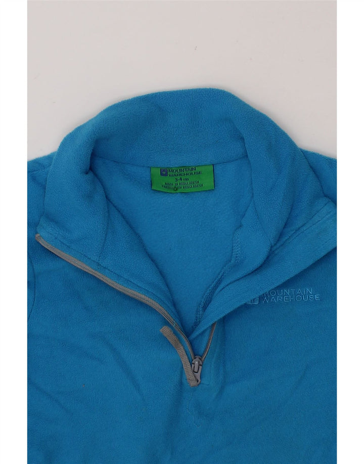 MOUNTAIN WAREHOUSE Boys Zip Neck Fleece Jumper 3-4 Years Blue Polyester Vintage Mountain Warehouse and Second-Hand Mountain Warehouse from Messina Hembry 