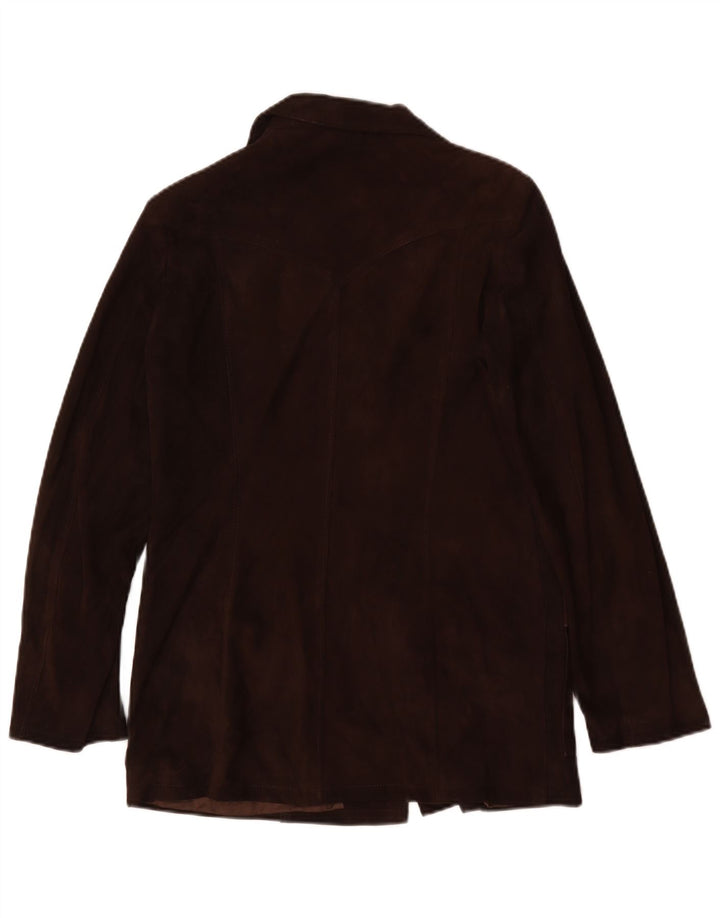 Pascucci Dame 3-knaps Ruskind Blazer Jacket IT 44 Medium Brun Læder