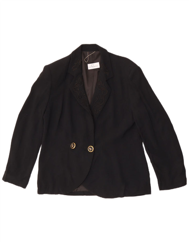 Vintage Dame Dobbeltradet Blazer Jacket UK 16 Large Black