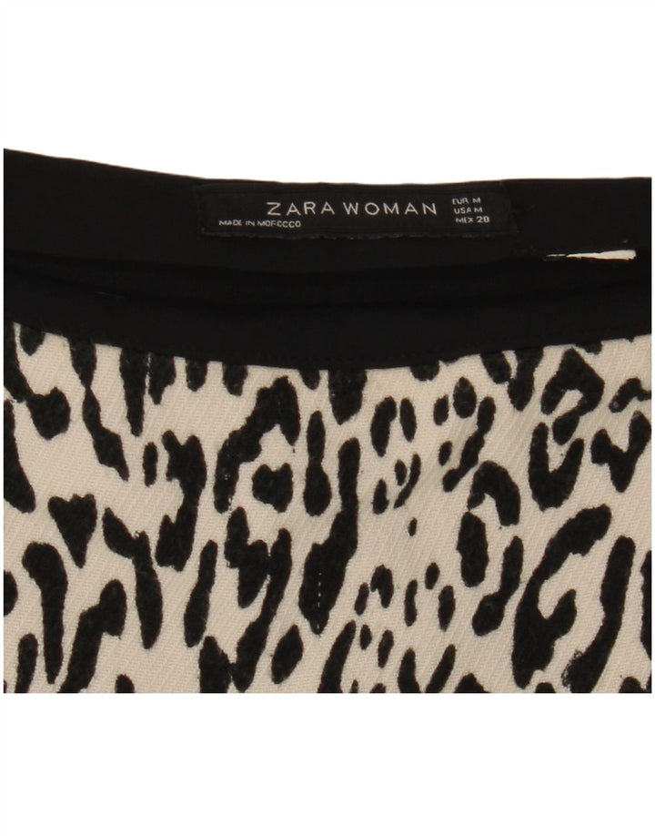 Zara Dame Mini Nederdel Medium W28 Off White Animal Print