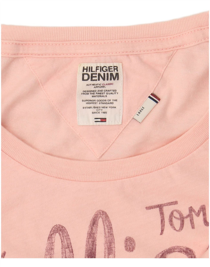 TOMMY HILFIGER Grafisk T-shirt top til kvinder UK 14 Large Pink