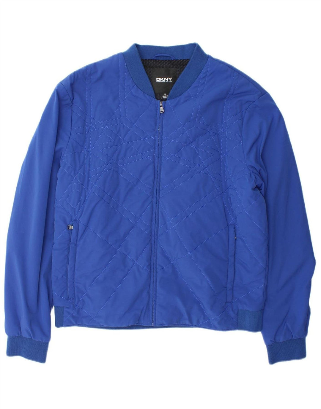 DKNY Mens Bomber Jacket UK 42 XL Blue Geometric