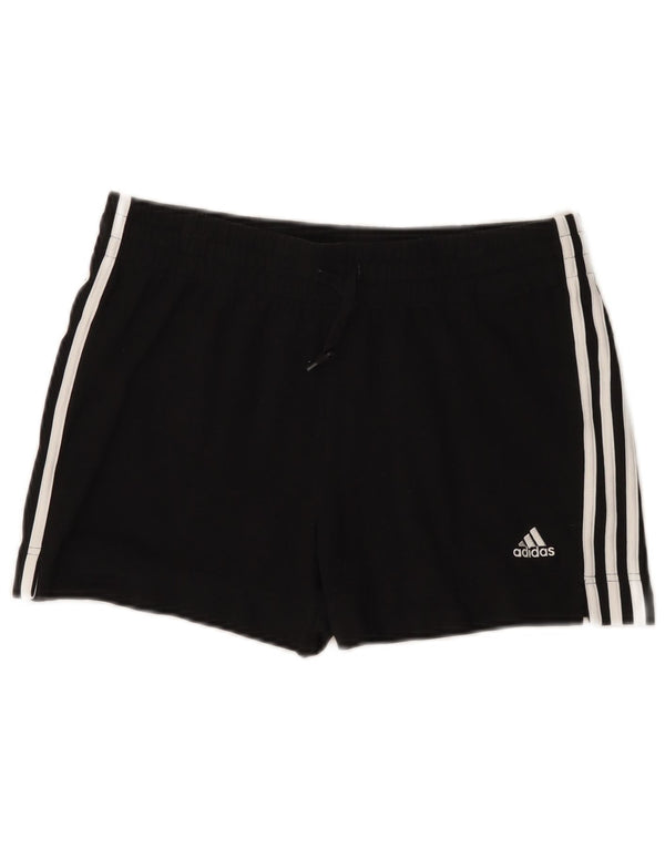Adidas Womens Regular Sports Shorts UK 12/14 Medium Black Cotton Sports