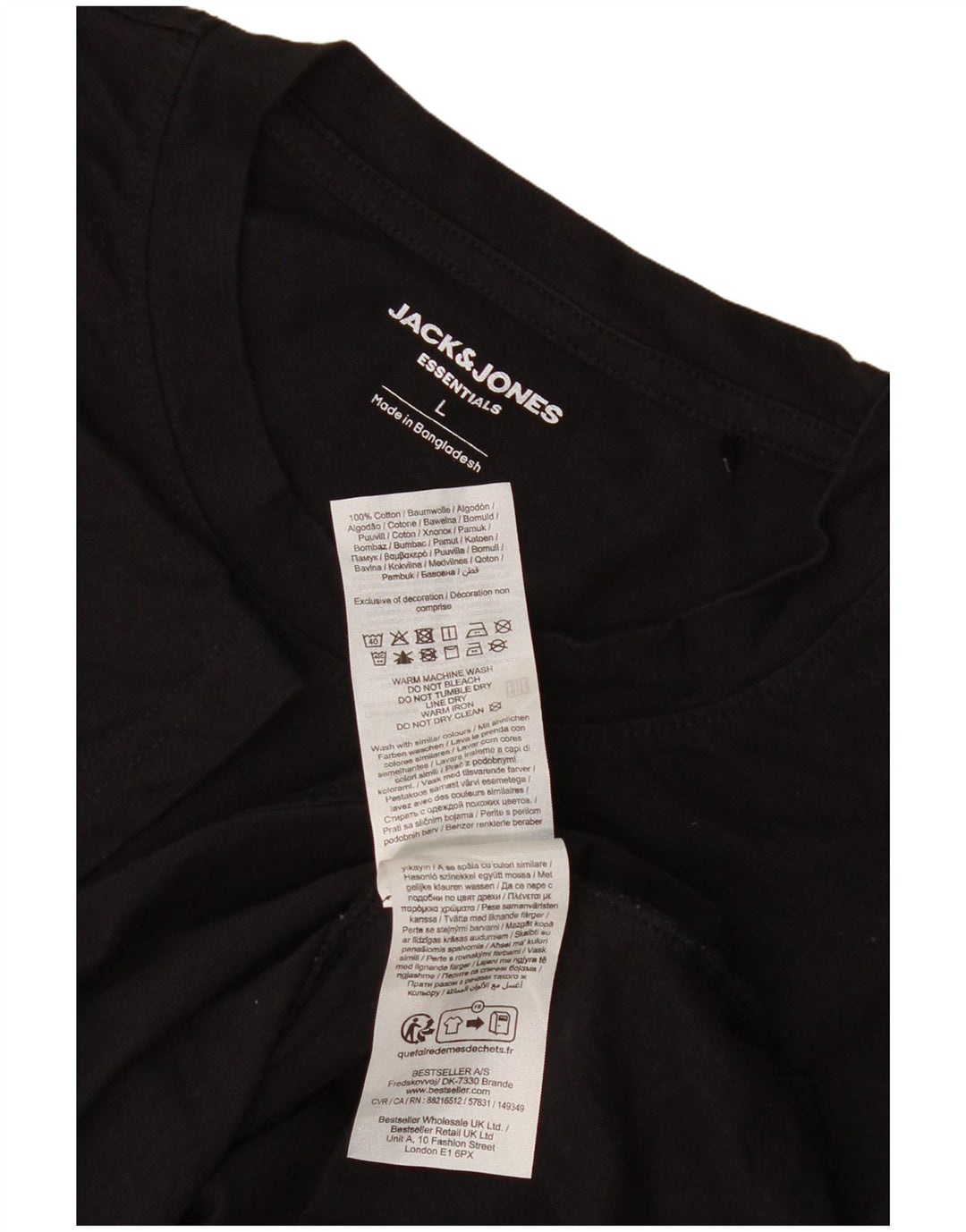 Jack & Jones Herre T-Shirt Top Stor Sort Bomuld