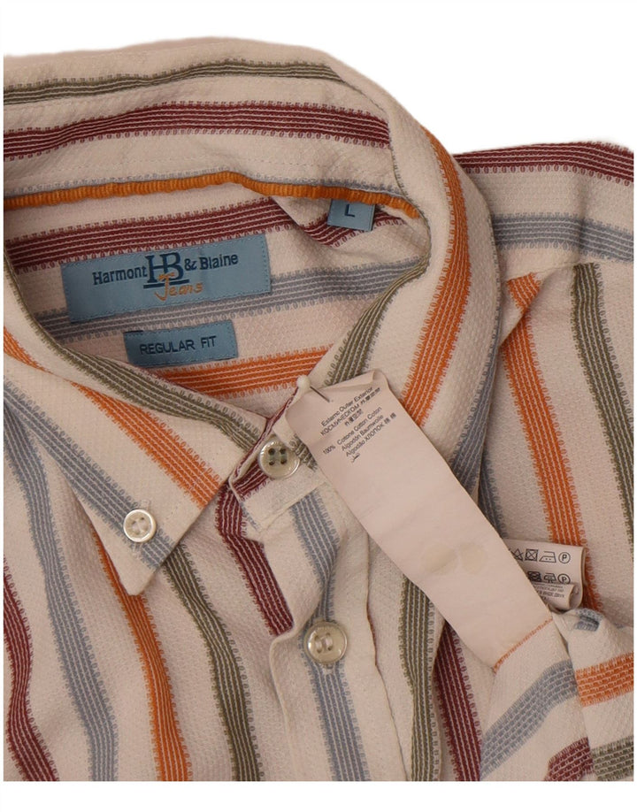 Harmont & Blaine Herre Regular Fit skjorte Stor flerfarvet stribet bomuld