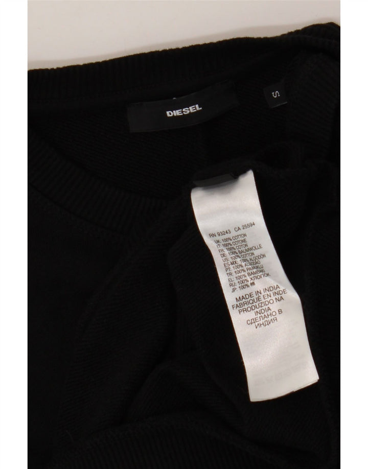 DIESEL Dame Grafisk Sweatshirt Jumper UK 10 Small Black Bomuld