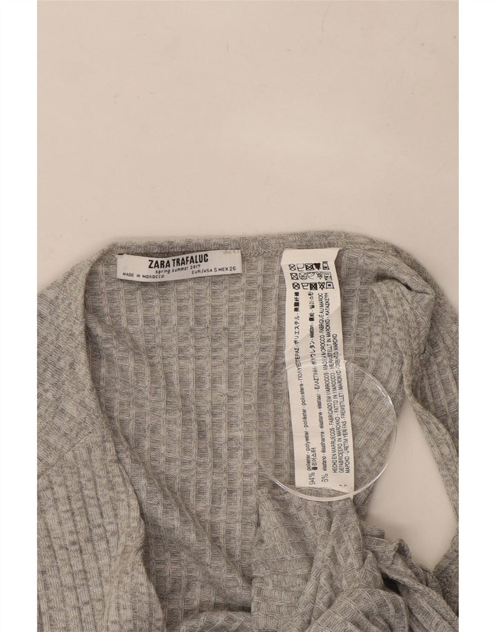 Zara Dame Ærmeløs Strik Jumpsuit UK 8 Lille grå stribet polyester