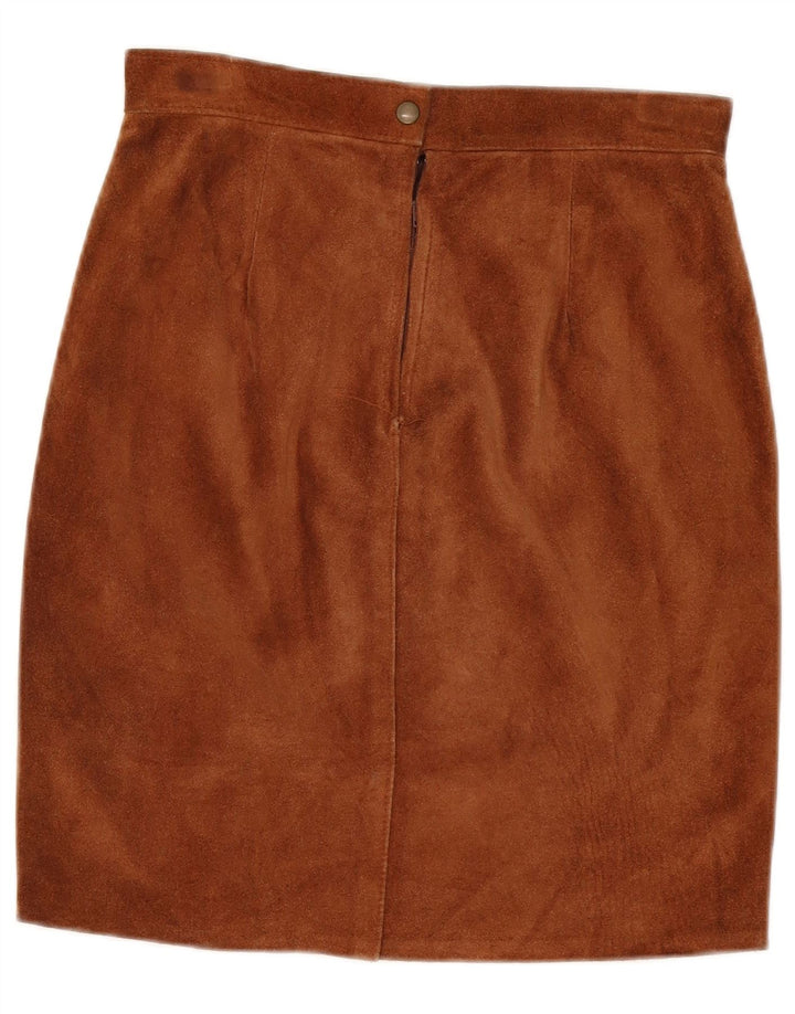 Vintage dame ruskind nederdel lille W27 brunt læder