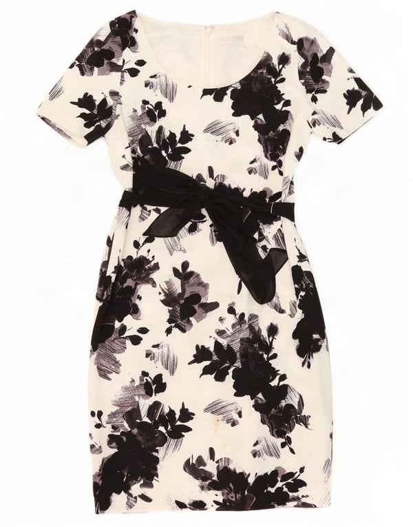 Jacques Vert Womens Sheath Dress UK 14 Large White Floral Polyester