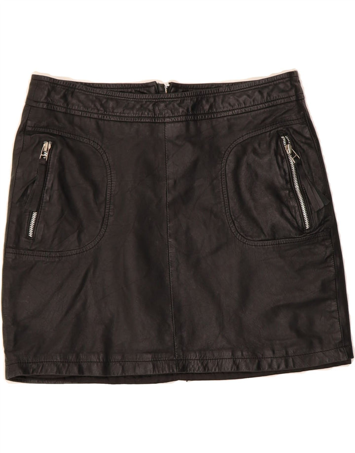 VINTAGE Womens Leather Skirt EU 40 Medium W30  Black Vintage Vintage and Second-Hand Vintage from Messina Hembry 