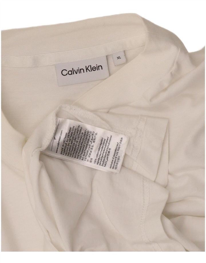 Calvin Klein Herre Top Langærmet XL Hvid Bomuld