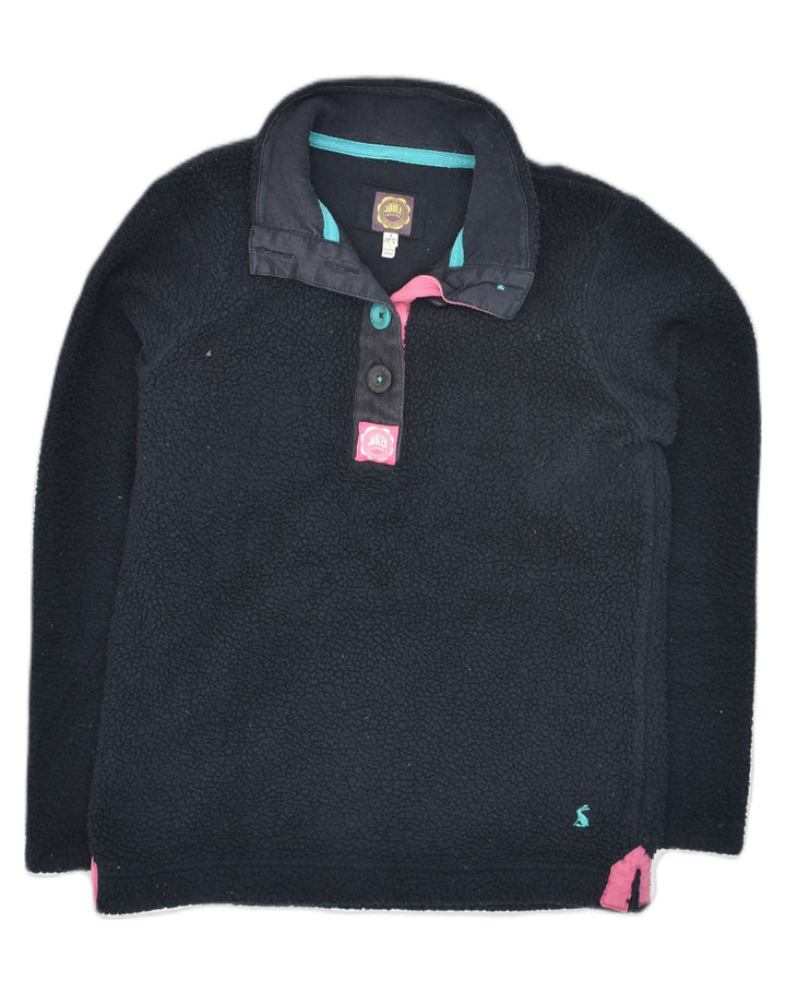 JOULES Womens Button Neck Fleece Jumper UK 6 XS Black Polyester | Vintage Joules | Thrift | Second-Hand Joules | Used Clothing | Messina Hembry 