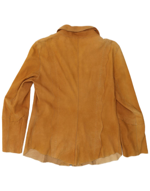 Vintage Dame Ruskind Overshirt Shirt IT 44 Medium Beige Læder