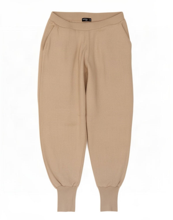 Zara Womens Crop træningsdragt Bukser Joggers UK 14 Large Beige