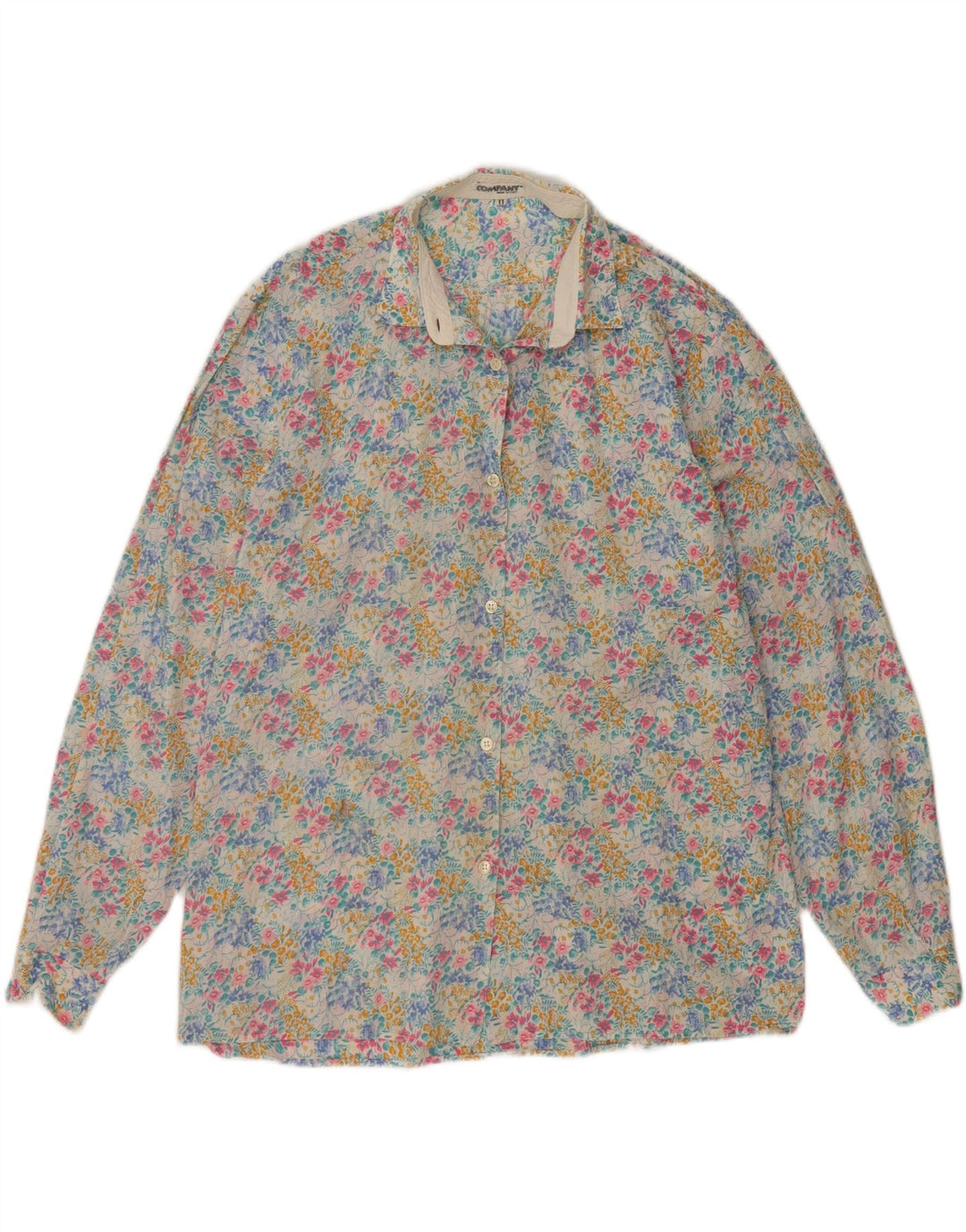 VINTAGE Womens Shirt UK 14 Large Multicoloured Floral Vintage Vintage and Second-Hand Vintage from Messina Hembry 