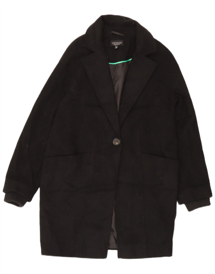 Topshop Dame Oversized Overfrakke UK 6 XS Sort Polyester