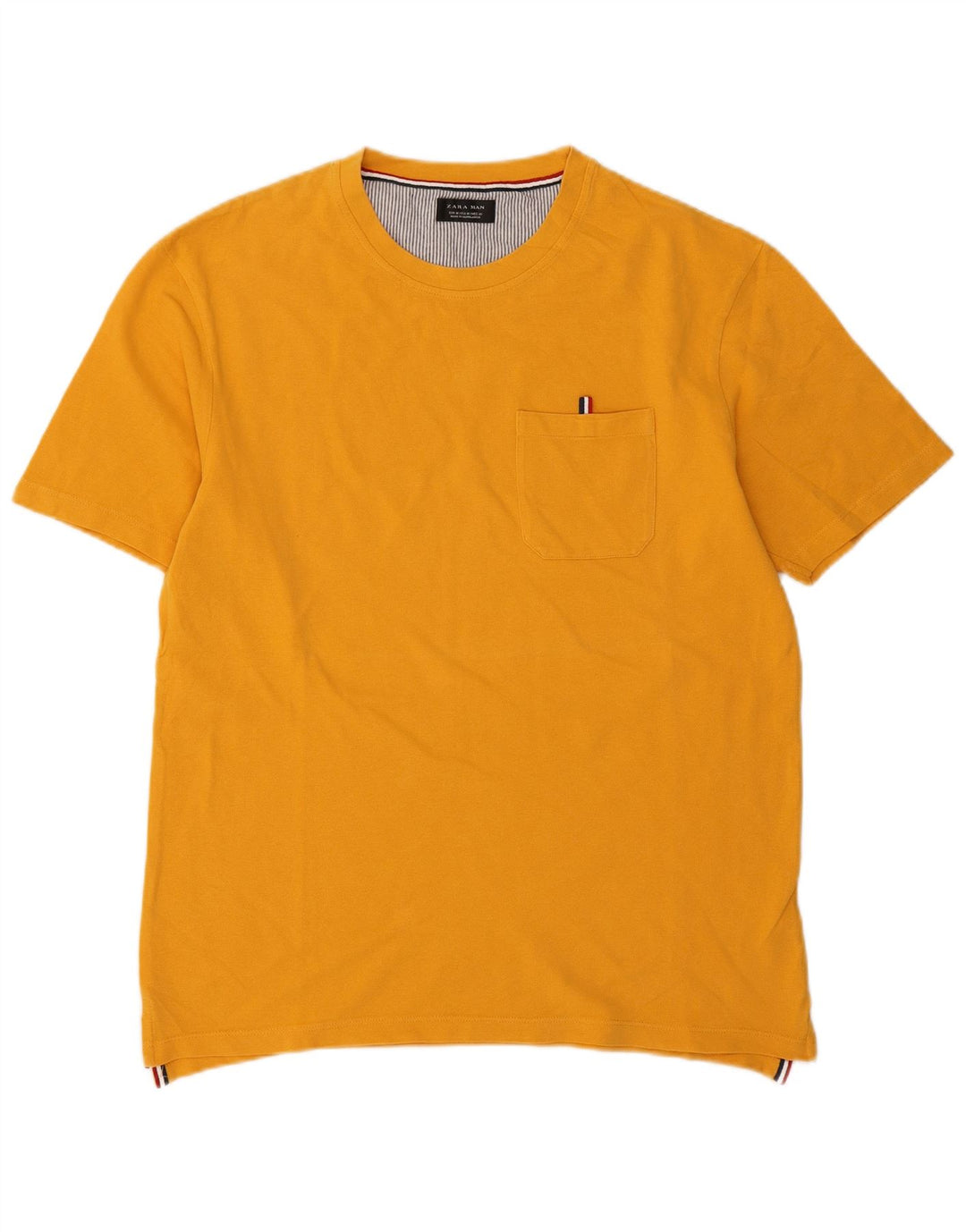 Zara Herre T-Shirt Top Medium Gul