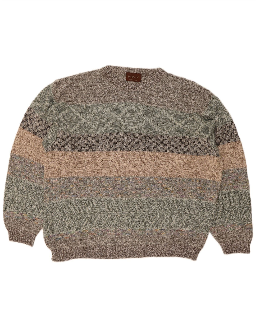 Darwin Herre Crew Neck Jumper Sweater Størrelse 52 Stor Flerfarvet Stribet