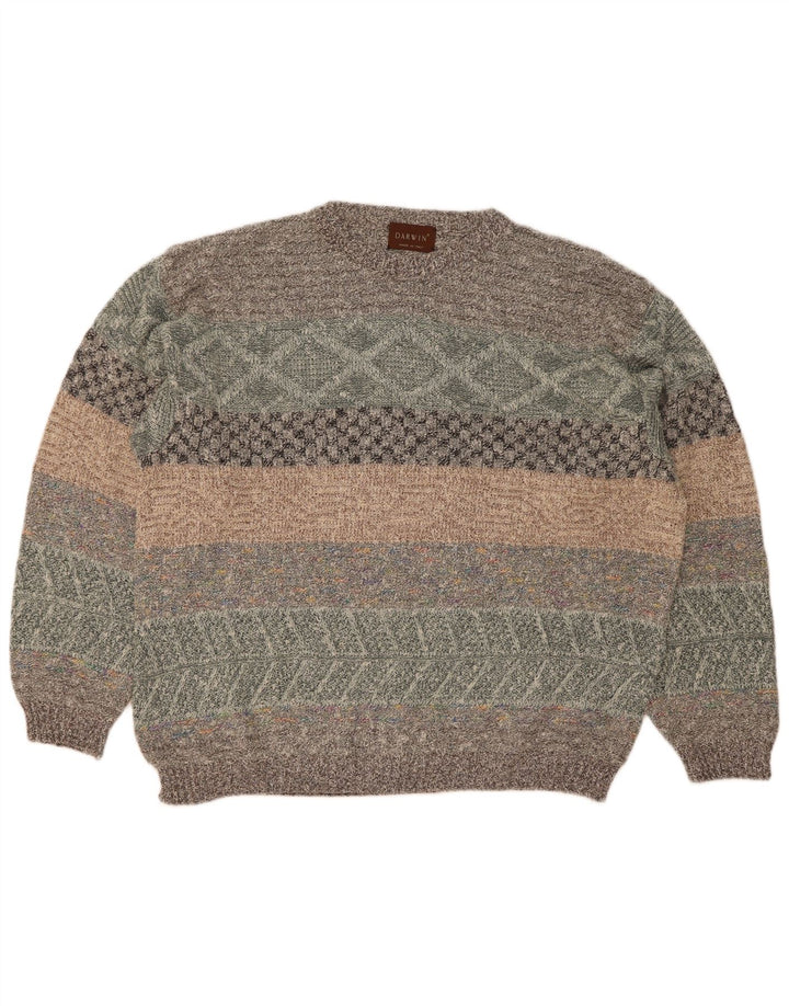 Darwin Herre Crew Neck Jumper Sweater Størrelse 52 Stor Flerfarvet Stribet