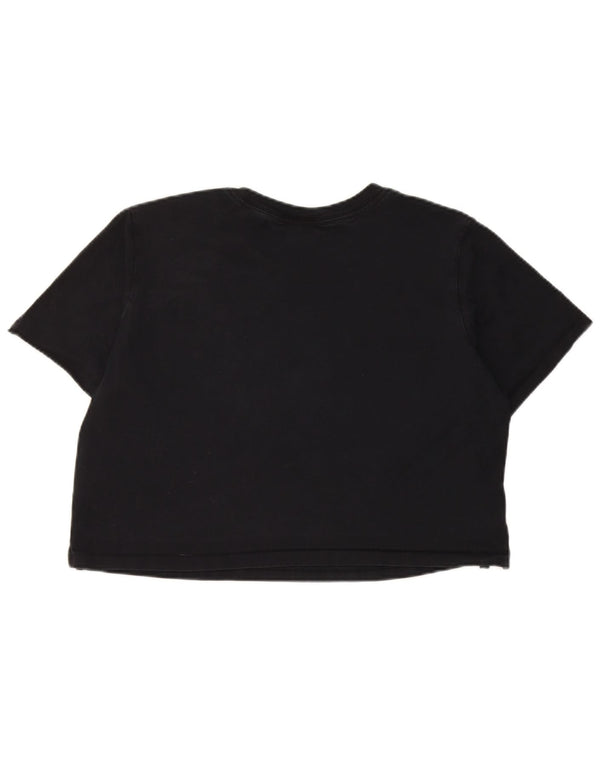 Nike Dame Crop Grafisk T-Shirt Top UK 16 Stor Sort Bomuld