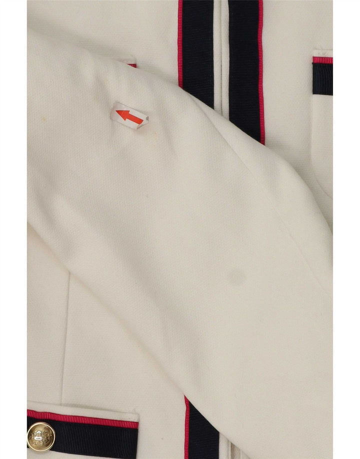 Zara Dame Blazer Jacket UK 10 Lille Hvid Stribet