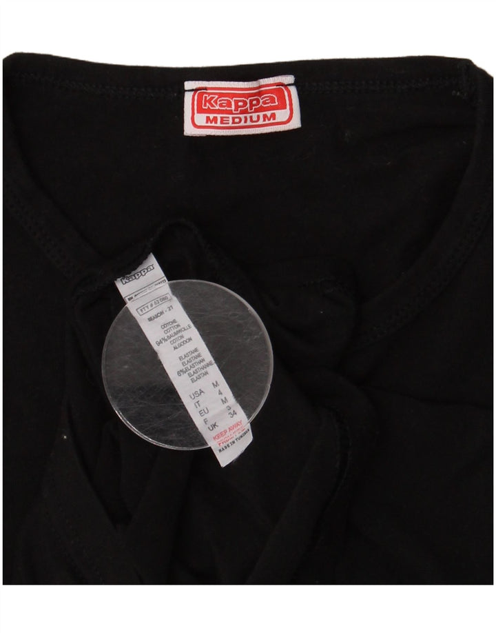 Kappa T-Shirt Top UK 12 Medium Sort Bomuld