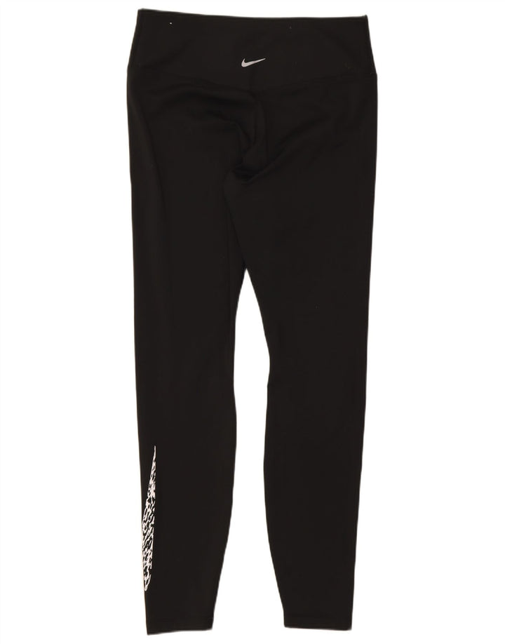 Nike Dame Dri Fit Grafiske Leggings UK 12 Medium Sort Polyester