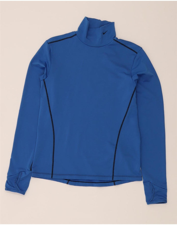 NIKE Womens Dri Fit Top Long Sleeve US 8/10 Medium Blue Polyester Vintage Nike and Second-Hand Nike from Messina Hembry 