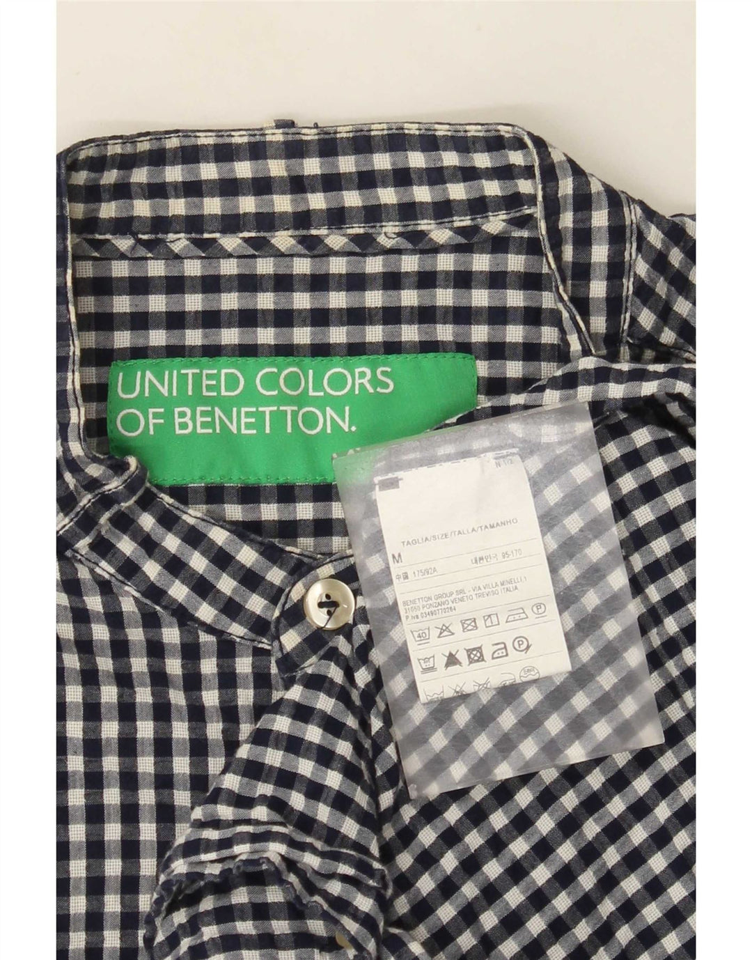 Benetton Herreskjorte Medium Marineblå Gingham Bomuld