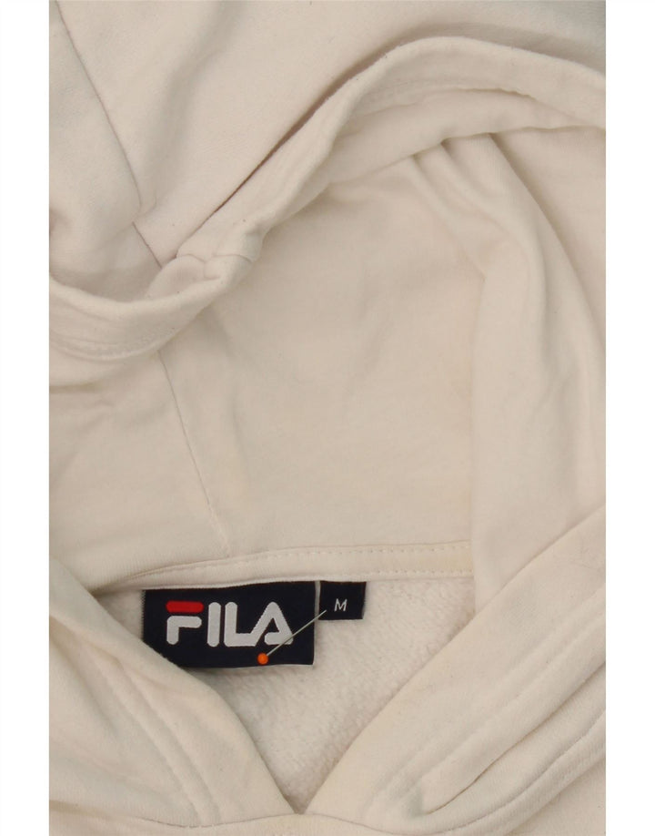 FILA Womens Oversized Crop Hoodie Jumper UK 14 Medium White Colourblock Vintage Fila and Second-Hand Fila from Messina Hembry 