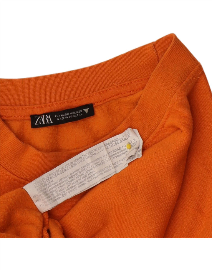 Zara Womens Crop Sweatshirt Jumper UK 14 Medium Orange Polyester