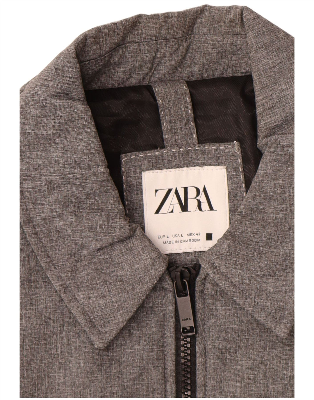 Zara Herre Utility Jacket UK 40 Large Grå Polyester
