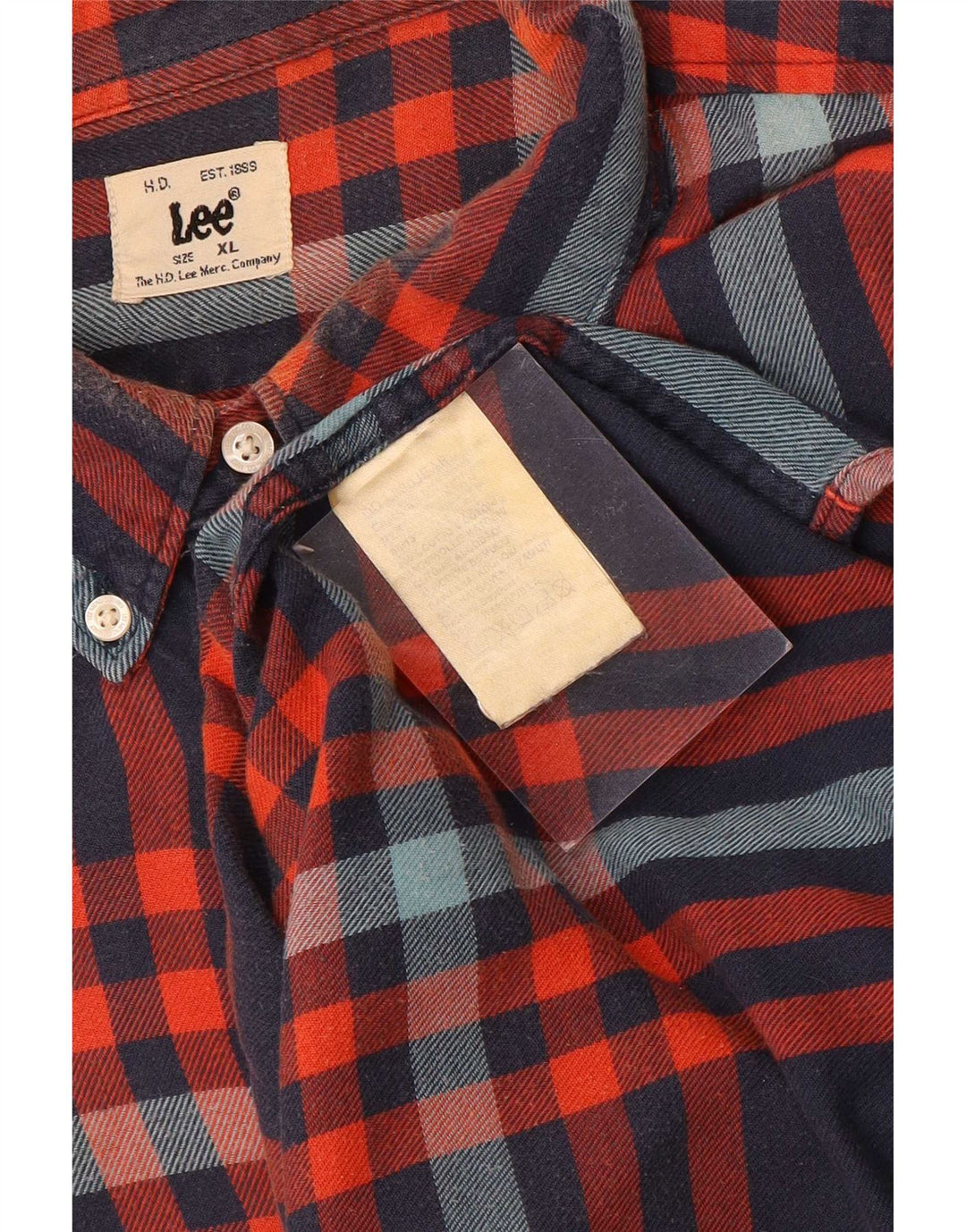 Lee Herre flannelskjorte XL blå ternet bomuld
