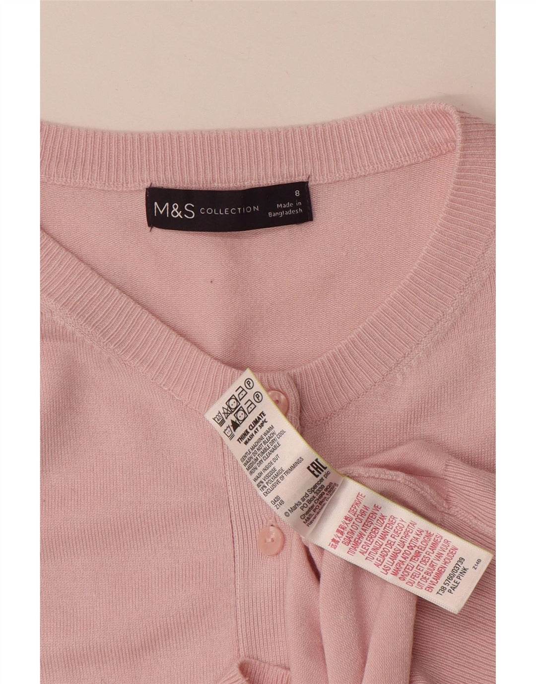 MARKS & SPENCER Dame cardigan sweater UK 8 Small Pink Viscose