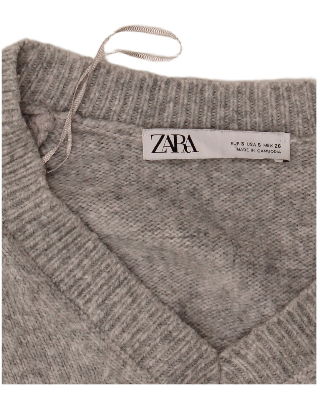 Zara Dame Oversized V-hals sweater UK 10 Small Grey Flecked