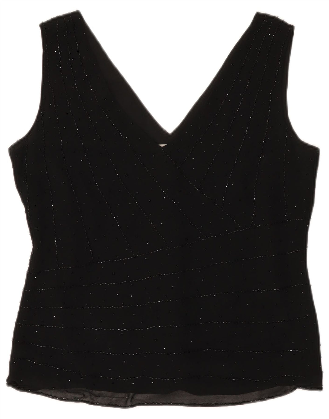 Marks & Spencer Dame ærmeløs bluse Top UK 14 Medium Sort Silke