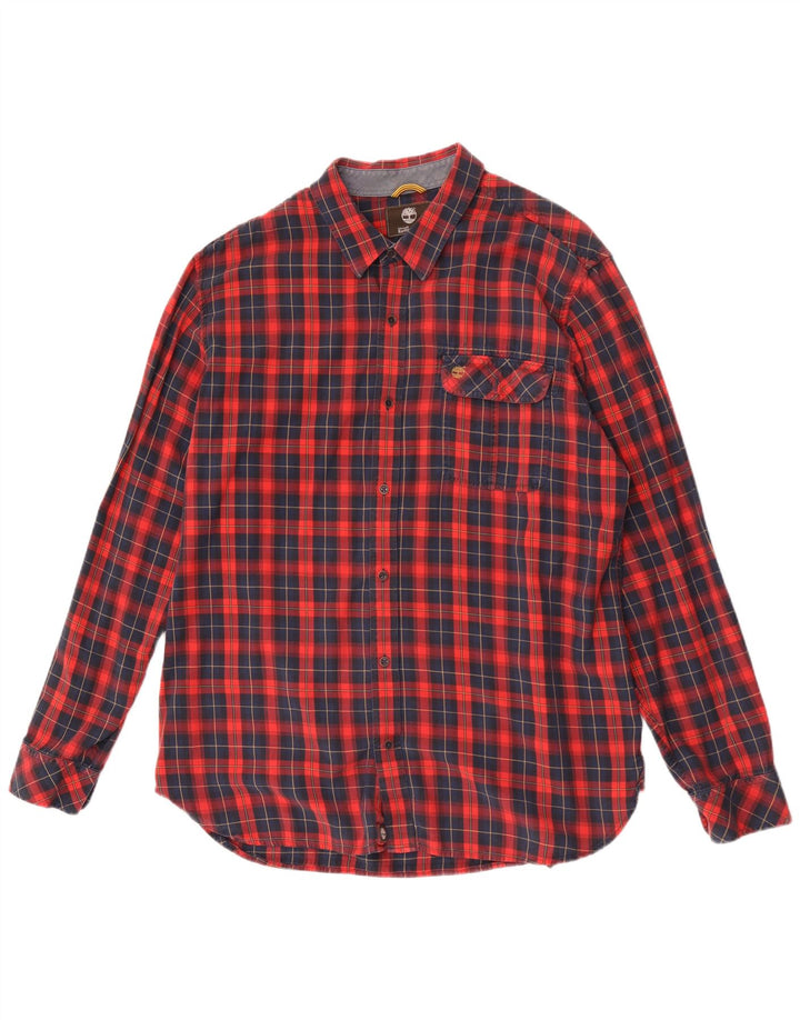 Timberland Herre Slim Fit skjorte 2XL rød ternet bomuld